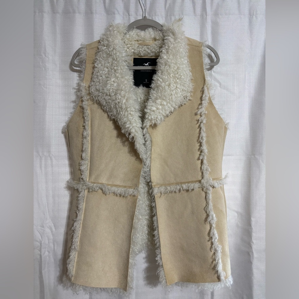 Women's Cream Shearling Vest